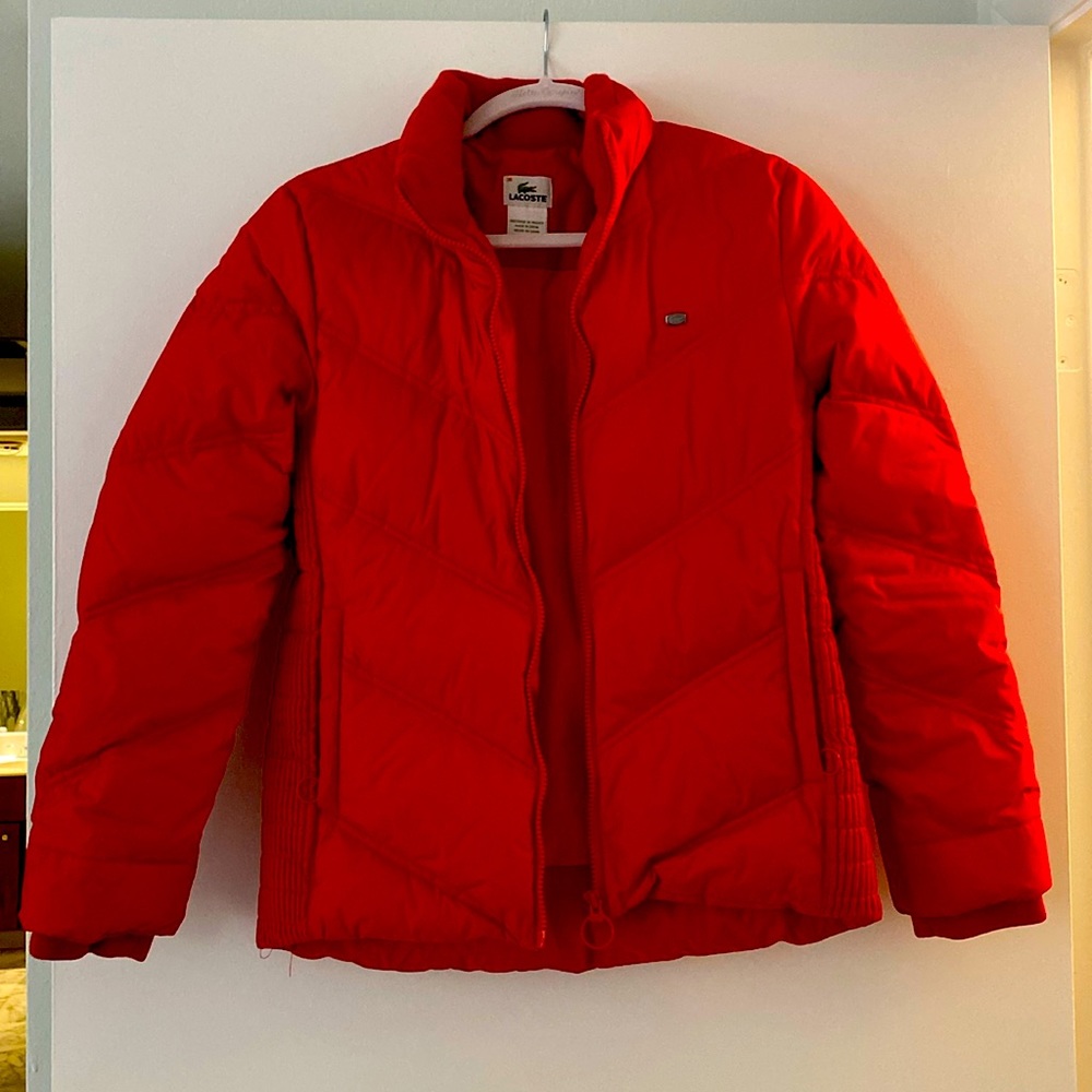 Sporty red Lacoste winter jacket